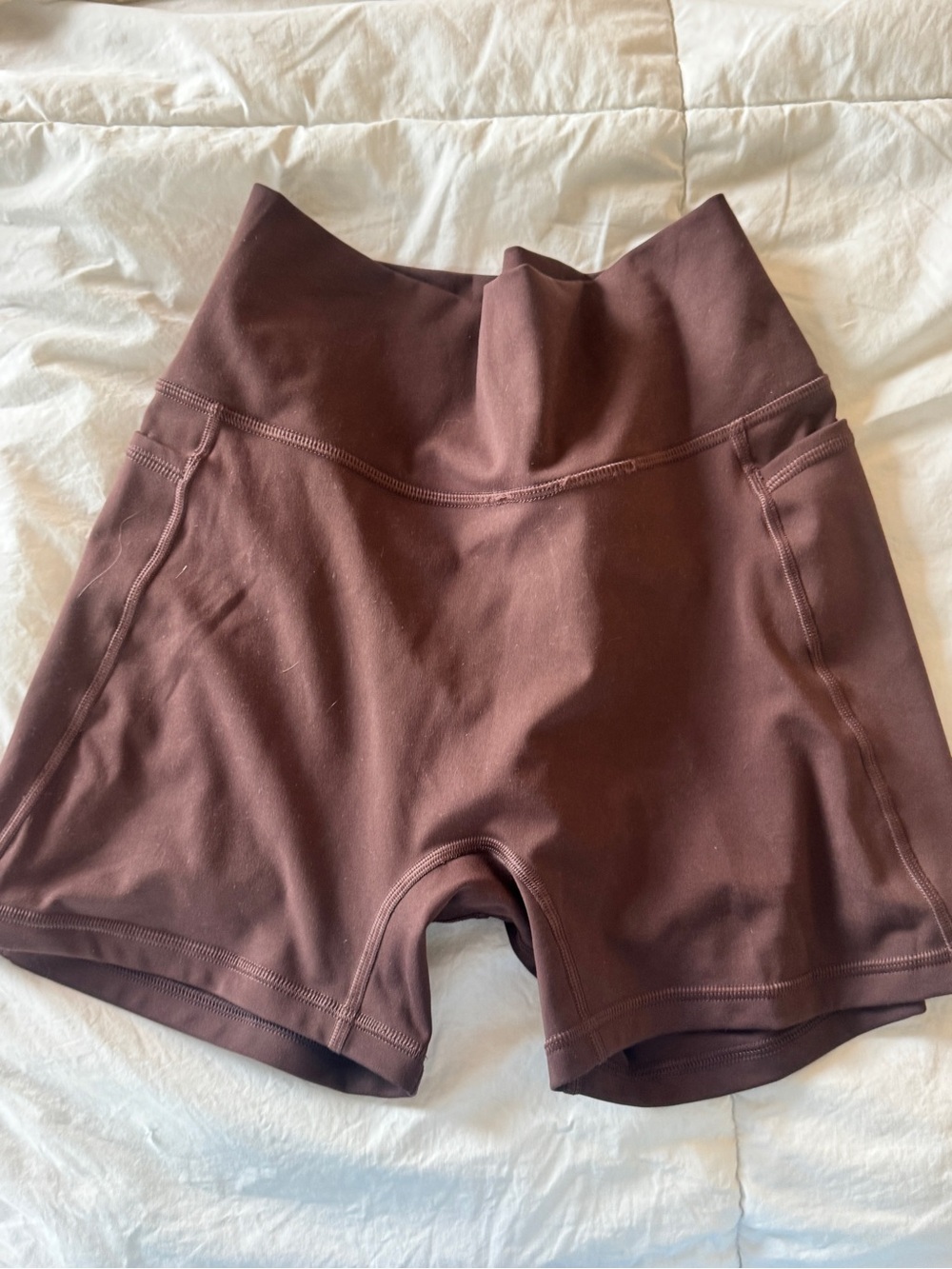 High-Rise Women's Athletic Shorts in Deep Brown